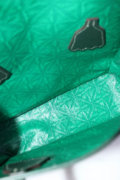 Desmalter Paris Womens Handle With Care Coated Canvas Satchel Handbag Green