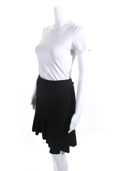Akris Punto Womens Black Lined Layered Side Zip Knee Length Skater Skirt Size 14