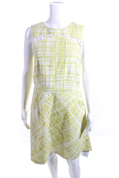 W118 By Walter Baker Womens A Line Dress Lime Green White Size Medium