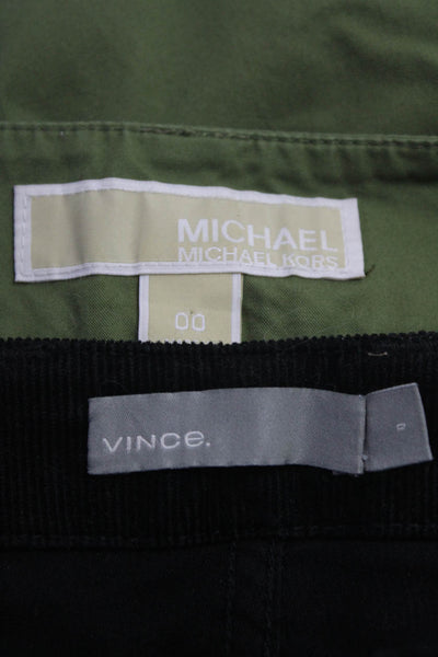 Vince Michael Michael Kors Womens Corduroy Pants Black Green Size 0 00 Lot 2