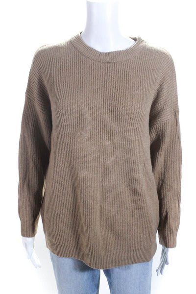 Azul Moussy Womens Ribbed Pullover Crew Neck Sweater Brown Size Medium
