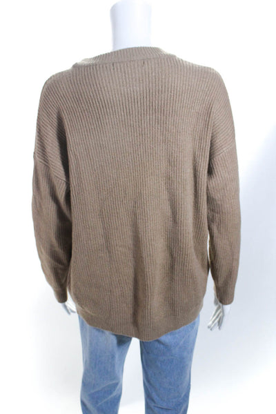 Azul Moussy Womens Ribbed Pullover Crew Neck Sweater Brown Size Medium
