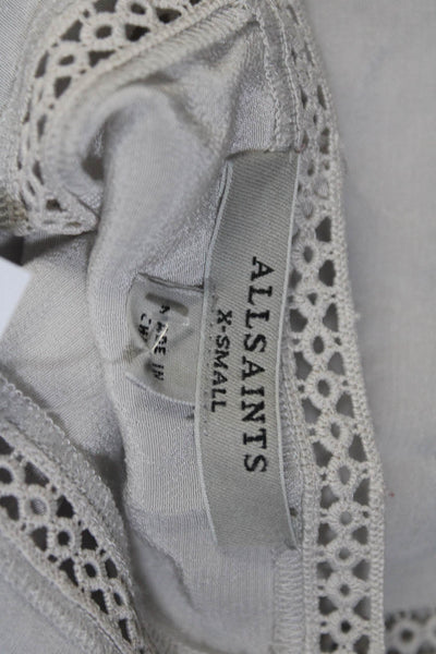 Allsaints Womens Striped Textured Ruffled Sleeveless A-Line Dress White Size XS