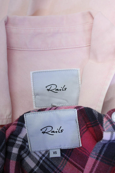 Rails Women's Collar Long Sleeves Button Down Shirt Pink Size XS Lot 2