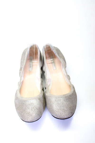 Cole Haan Womens Slip On Shimmer Avery Pointe Ballet Flats Silver Suede Size 8