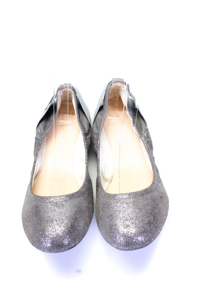 Cole Haan Womens Slip On Juliana Shimmer Ballet Flats Silver Suede Size 8