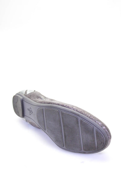 Cole Haan Womens Slip On Juliana Shimmer Ballet Flats Silver Suede Size 8