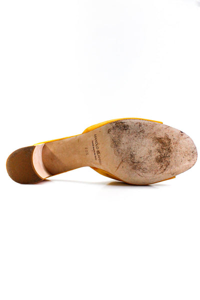 Manolo Blahnik Womens Suede Mule Sandal Heels Yellow Size 40.5 10.5