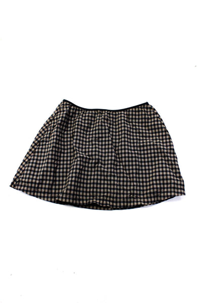 Robin Piccone Womens Elastic Waistband Gingham Mini Skirt Brown Black Size Small