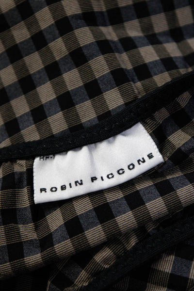 Robin Piccone Womens Elastic Waistband Gingham Mini Skirt Brown Black Size Small