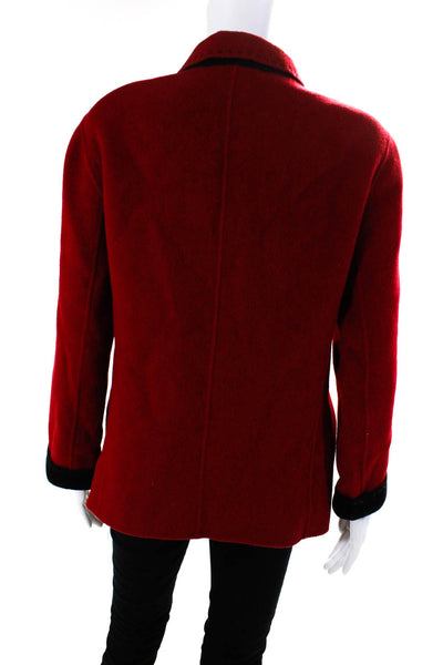 Lafayette 148 New York Womens Button Front Collared Coat Red Wool Size 8