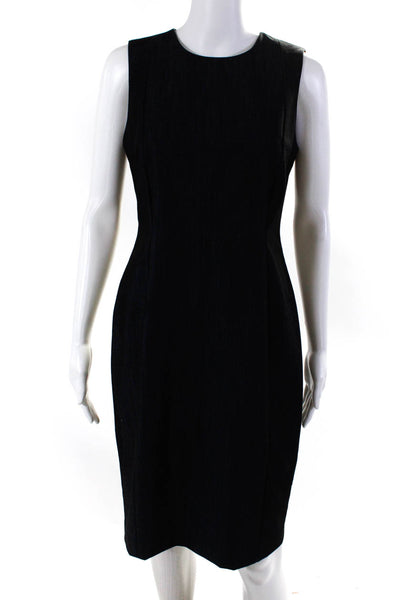 Calvin Klein Womens Round Neck Sleeveless Zip Up Midi Dress Navy Size 6