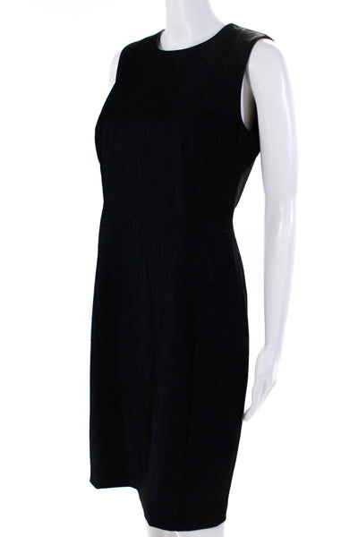 Calvin Klein Womens Round Neck Sleeveless Zip Up Midi Dress Navy Size 6