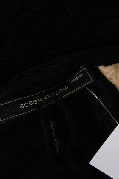BCBGMAXAZRIA Womens Fringed Long Sleeve Lined Mini Sheath Dress Black Size S