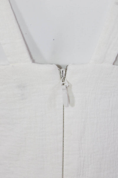 BCBGMAXAZRIA Womens Cotton Gauze Sleeveless Cut Out Jumpsuit White Size 4