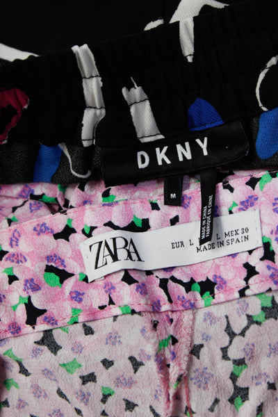 Zara Women's Zip Side Wide Leg Floral Pant Size L Lot 2