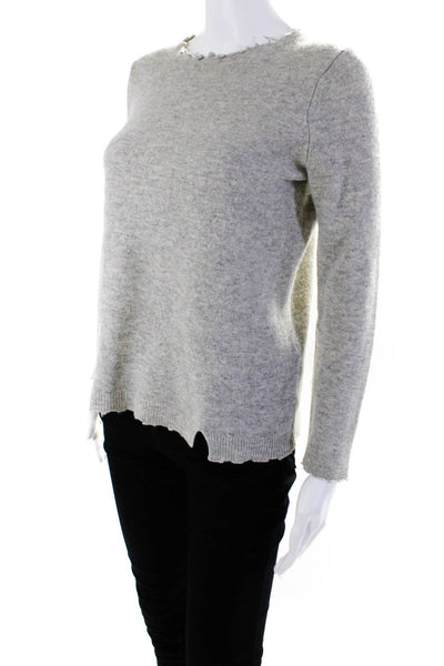 Love Shack Fancy Womens Tight Knit Round Neck Long Sleeved Sweater Gray Size 1