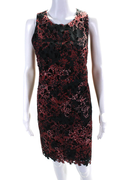 Vince Camuto Womens Textured Layered Floral Sleeveless Midi Dress Red Size 10