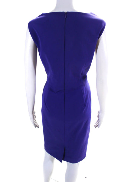 Tahari Womens Crossed Darted Back Zipped Sleeveless Midi Dress Purple Size 12