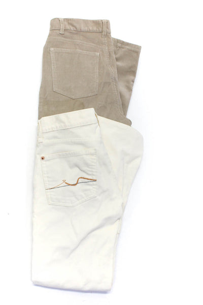 J Crew 7 For All Mankind Womens Corduroy Pants Beige Cotton Size 6 27 Lot 2
