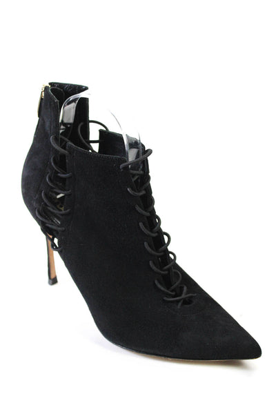 Sergio Rossi Womens Suede Pointed Toe Cut Out Ankle Boots Black Size 40 10