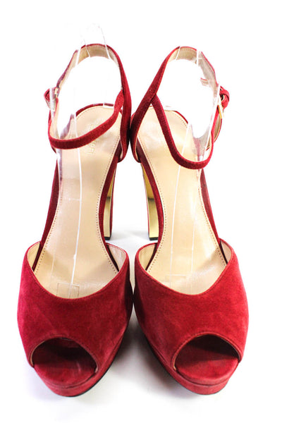Michael Michael Kors Womens Suede Slingbacks Sandal Heels Red Size 9 Medium