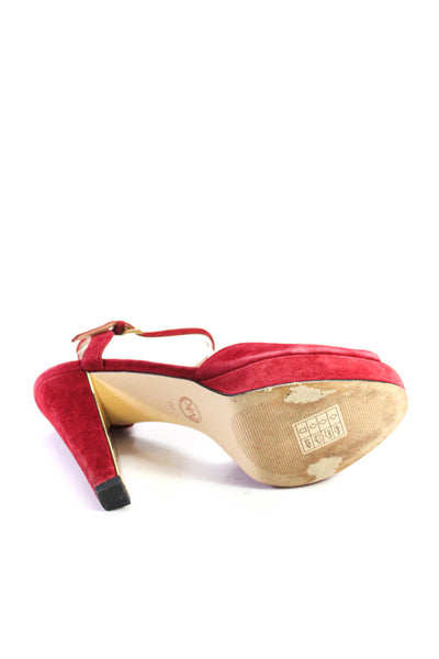 Michael Michael Kors Womens Suede Slingbacks Sandal Heels Red Size 9 Medium