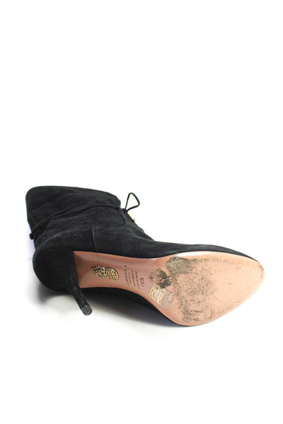 Aquazzura Womens Suede Lace Up Mid Calf Boots Black Size 40.5 10.5