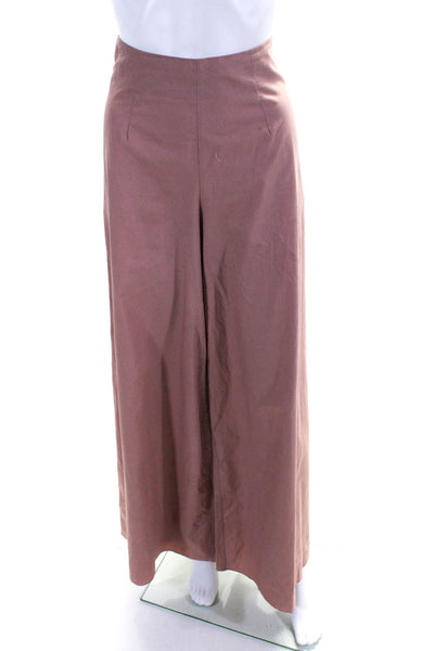 Soler Womens High-Rise Back Zip Pleated Front Flared Wide Leg Pants Pink Size S