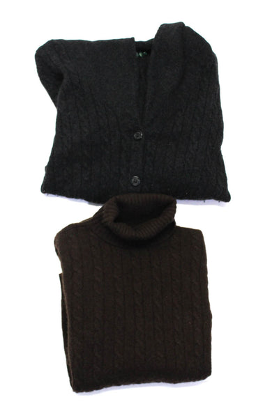 Lauren Ralph Lauren Women's Turtleneck Cable Knit Sweater Brown Size S Lot 2