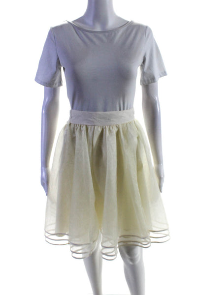 eShakti Womens Mesh Tulle Midi A Line Tutu Ballerina Skirt Ivory Size Small