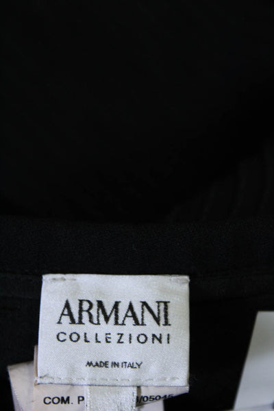 Armani Collezioni Womens Wool Pleated Zipped Straight Midi Skirt Black Size 16