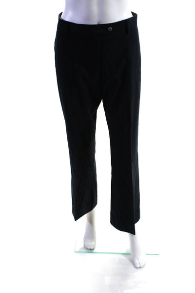 David Cenci Womens Wool Flat Front Button Straight Leg Dress Pants Navy Size 10