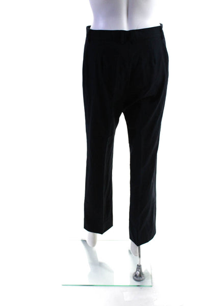David Cenci Womens Wool Flat Front Button Straight Leg Dress Pants Navy Size 10