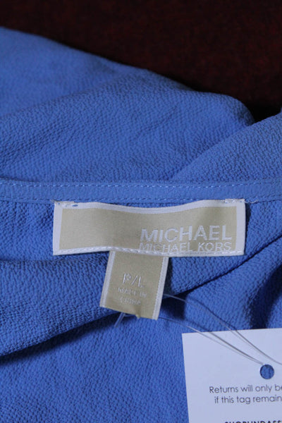Michael Michael Kors Womens Studded Pleated Sleeveless Tank Top Blue Size PL