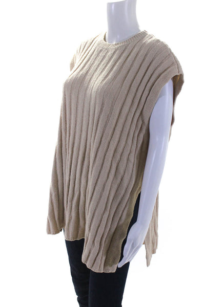 House of Harlow 1960 Womens Cap Sleeve Side Slit Knit Top Beige Size Medium