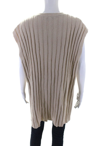 House of Harlow 1960 Womens Cap Sleeve Side Slit Knit Top Beige Size Medium