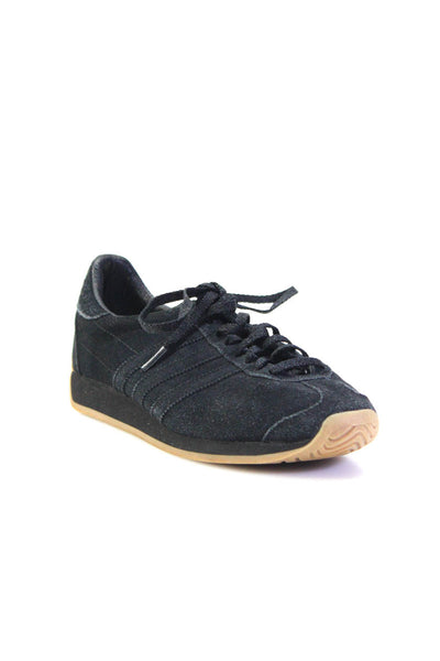Adidas Womens Lace Up Logo Back Low Top Sneakers Black Suede Size 7.5