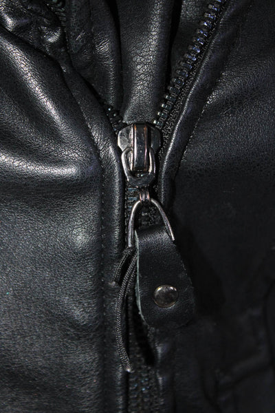 BLANKNYC Womens Leather Full Zipper Biker Jacket Black Size Extra Small