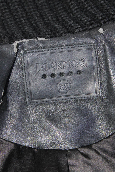 BLANKNYC Womens Leather Full Zipper Biker Jacket Black Size Extra Small
