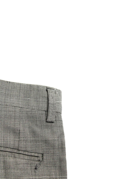 Paul Smith London Womens Wool Plaid Print Straight Leg Dress Pants Gray Size L