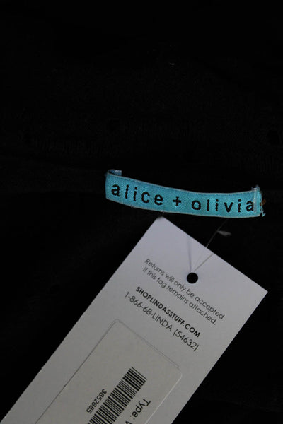 Alice + Olivia Womens Wool Knit Distressed Sleeveless Cardigan Black Size OS