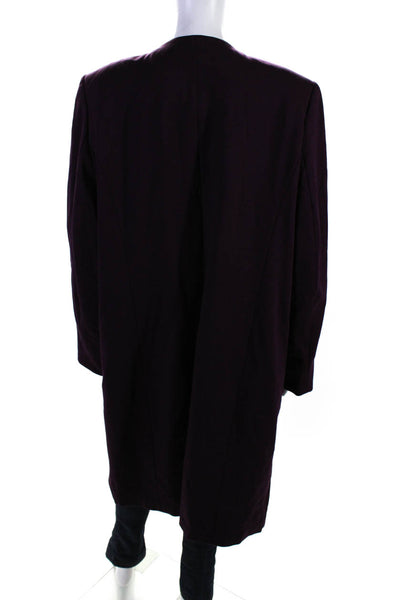 Calvin Klein Womens Faux Suede Long Sleeve Mid-Length Overcoat Purple Size M
