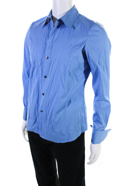 Theory Mens Powder Blue Cotton Long Sleeve Button Down Dress Shirt Size L