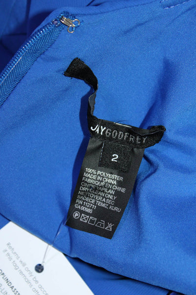 Jay Godfrey Womens Ruffled V Neck Short Sleeves Jumpsuit Blue Size 2