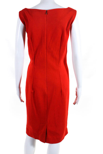MM. La Fleur Womens Sleeveless Back Zipped Darted Midi Shift Dress Red Size 4