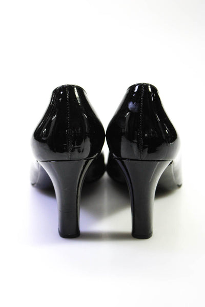 Salvatore Ferragamo Womens Animal  Round Toe Block Heels Pumps Black Size 10