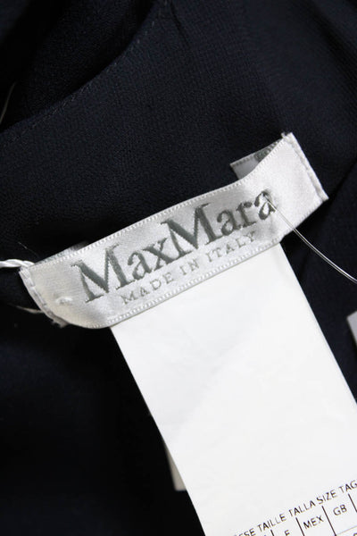 Max Mara Women's Round Neck Sleeveless Midi Dress Blue Size 8