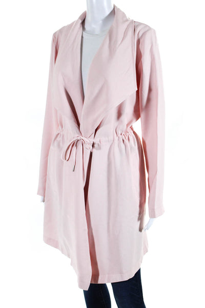 BB Dakota Women's Collar Long Sleeves Tie Waist Jacket Pink Size M