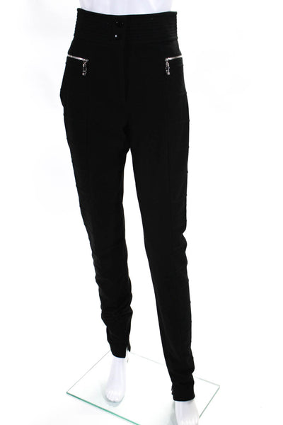 Emilio Pucci Women's High Waist Zip Pockets Straight Leg Pant Black Size 28